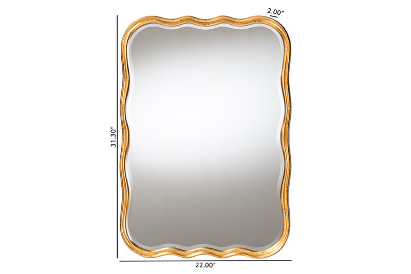 Volden Antique Goldleaf Scalloped Wood Accent Wall Mirror