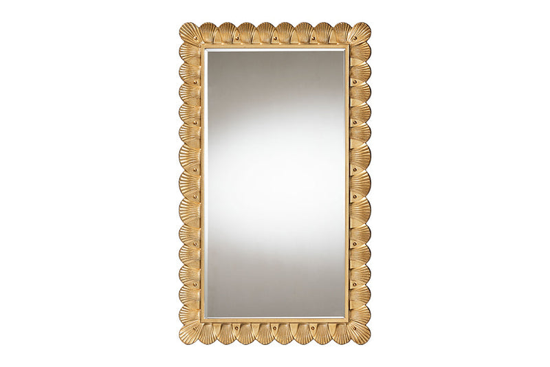 Lydia Antique Gold Wood Accent Mirror w/Seashell Border Baxton