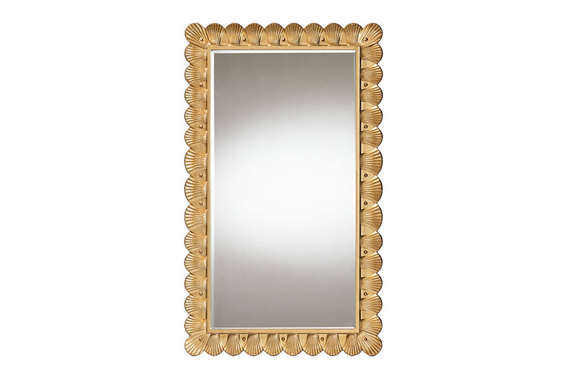 Lydia Antique Gold Wood Accent Mirror w/Seashell Border