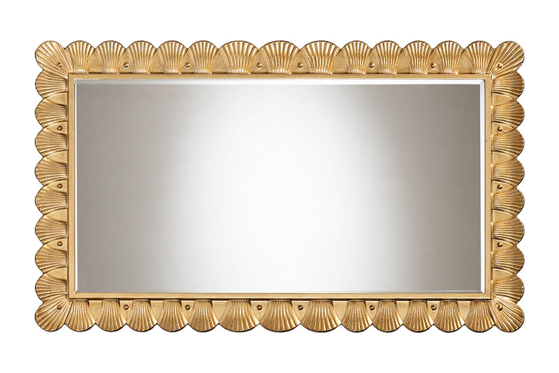 Lydia Antique Gold Wood Accent Mirror w/Seashell Border