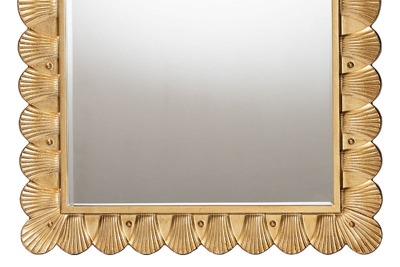 Lydia Antique Gold Wood Accent Mirror w/Seashell Border Baxton