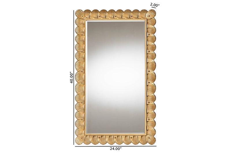 Lydia Antique Gold Wood Accent Mirror w/Seashell Border