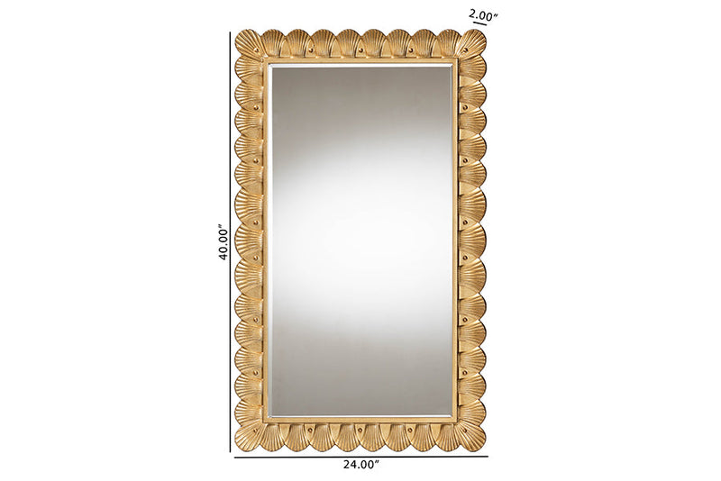 Lydia Antique Gold Wood Accent Mirror w/Seashell Border Baxton