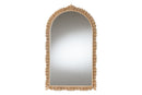 Walda Antique Gold Arch Accent Wall Mirror w/Carved Leaf Border Baxton