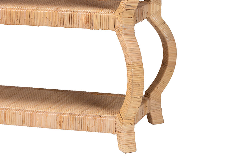 Cassiopeia Bohemian Natural Rattan 3-Tier Console Table