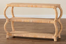 Cassiopeia Bohemian Natural Rattan 3-Tier Console Table Baxton