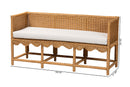 Gallo Bohemian Scallop Light Honey Rattan Accent Bench Baxton