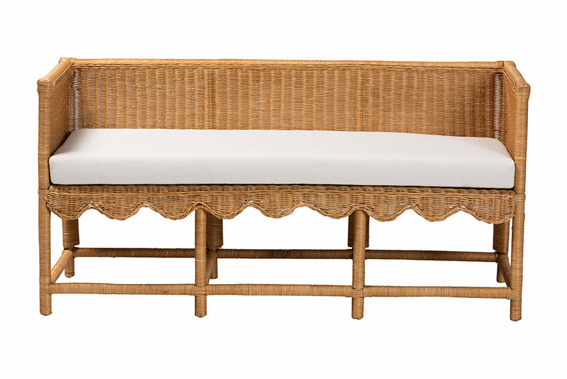 Gallo Bohemian Scallop Light Honey Rattan Accent Bench