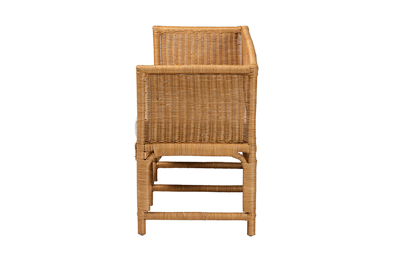 Gallo Bohemian Scallop Light Honey Rattan Accent Bench