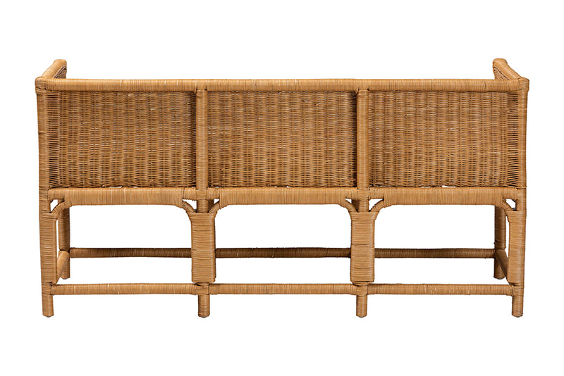 Gallo Bohemian Scallop Light Honey Rattan Accent Bench