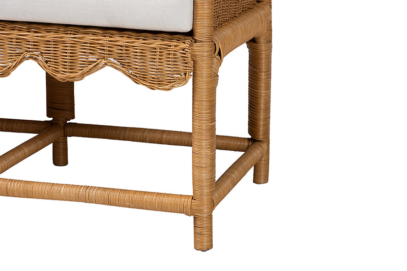 Gallo Bohemian Scallop Light Honey Rattan Accent Bench