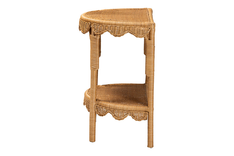 Bandung Bohemian Scallop Light Honey Rattan Console Table