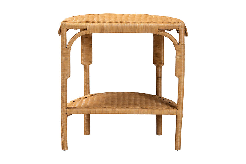 Bandung Bohemian Scallop Light Honey Rattan Console Table