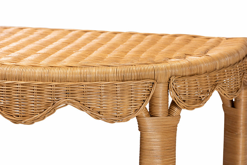 Bandung Bohemian Scallop Light Honey Rattan Console Table