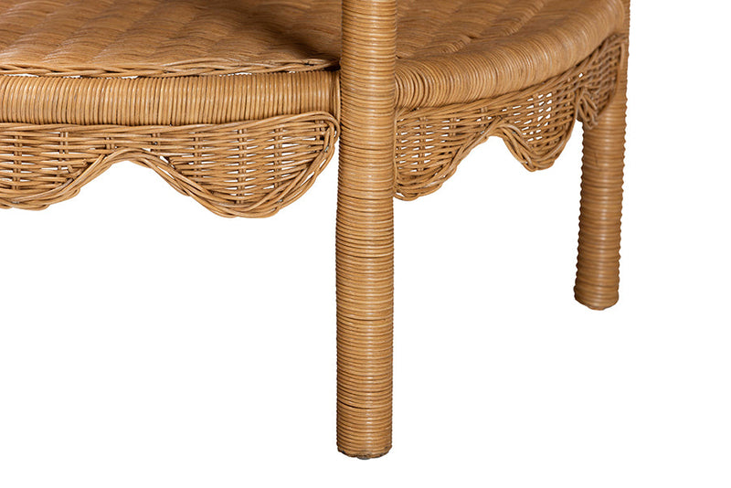 Bandung Bohemian Scallop Light Honey Rattan Console Table Baxton