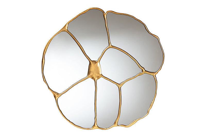 Kyren Antique Goldleaf Flower Accent Wall Mirror Baxton