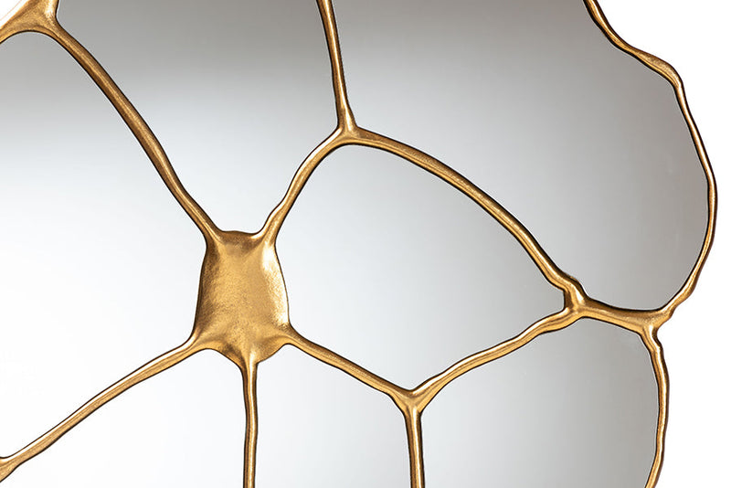 Kyren Antique Goldleaf Flower Accent Wall Mirror Baxton