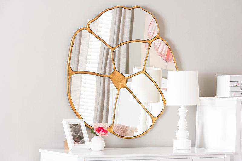 Kyren Antique Goldleaf Flower Accent Wall Mirror