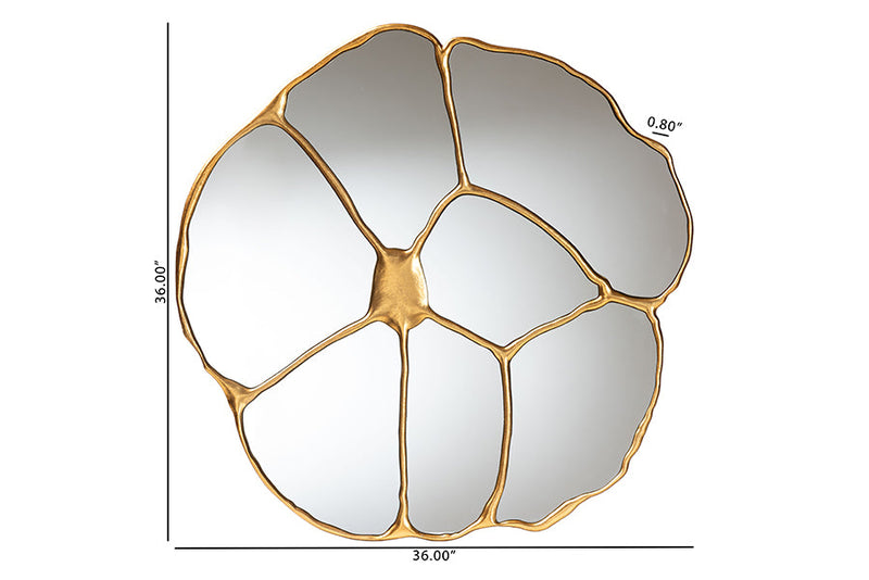 Kyren Antique Goldleaf Flower Accent Wall Mirror Baxton