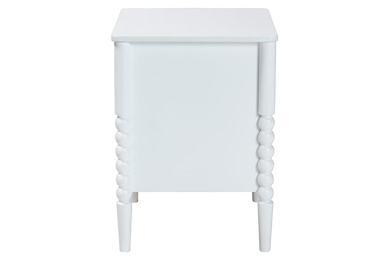 Laverne White 2-Drawer Bobbin Nightstand Baxton