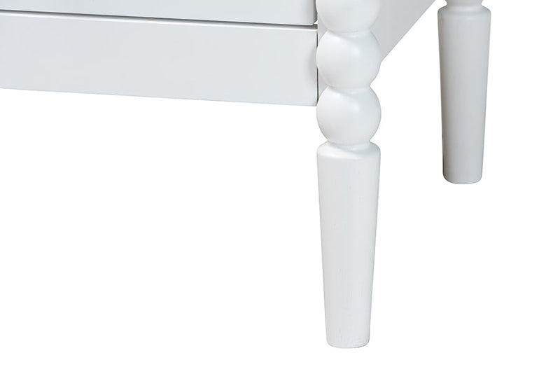 Laverne White 2-Drawer Bobbin Nightstand Baxton