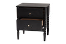 Laverne Black 2-Drawer Bobbin Nightstand Baxton