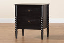 Laverne Black 2-Drawer Bobbin Nightstand Baxton