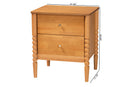 Laverne Oak Brown 2-Drawer Bobbin Nightstand Baxton