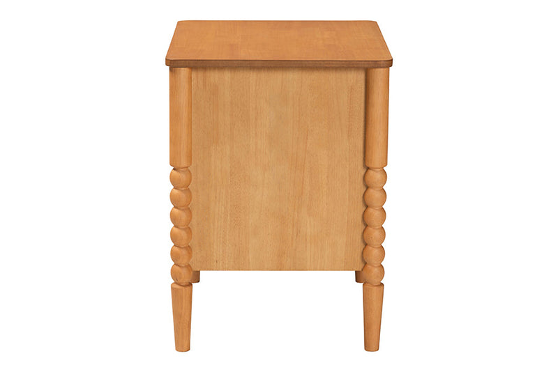 Laverne Oak Brown 2-Drawer Bobbin Nightstand Baxton