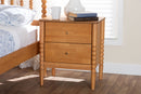 Laverne Oak Brown 2-Drawer Bobbin Nightstand Baxton