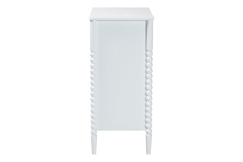Laverne White Bobbin Wood 4-Drawer Chest Baxton