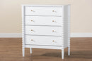 Laverne White Bobbin Wood 4-Drawer Chest Baxton