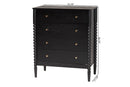 Laverne Black Bobbin Wood 4-Drawer Chest Baxton