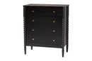 Laverne Black Bobbin Wood 4-Drawer Chest Baxton