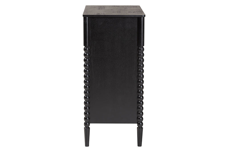 Laverne Black Bobbin Wood 4-Drawer Chest Baxton