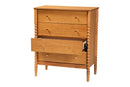 Laverne Oak Brown Bobbin Wood 4-Drawer Chest Baxton