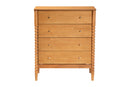 Laverne Oak Brown Bobbin Wood 4-Drawer Chest Baxton