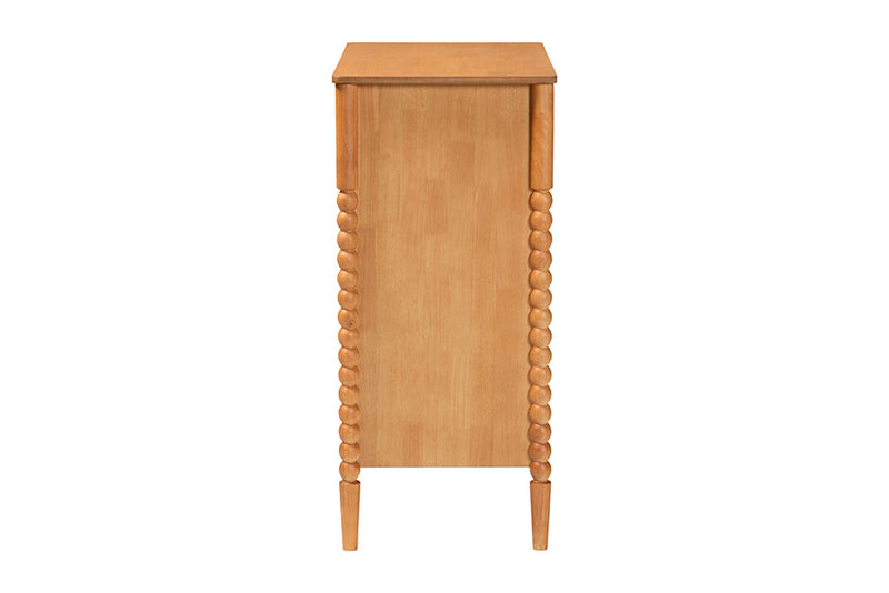 Laverne Oak Brown Bobbin Wood 4-Drawer Chest Baxton