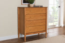 Laverne Oak Brown Bobbin Wood 4-Drawer Chest Baxton