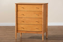 Laverne Oak Brown Bobbin Wood 4-Drawer Chest Baxton