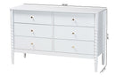Laverne White Bobbin Wood 6-Drawer Dresser Baxton