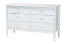 Laverne White Bobbin Wood 6-Drawer Dresser Baxton