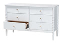 Laverne White Bobbin Wood 6-Drawer Dresser Baxton