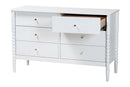 Laverne White Bobbin Wood 6-Drawer Dresser Baxton