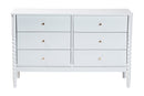 Laverne White Bobbin Wood 6-Drawer Dresser Baxton