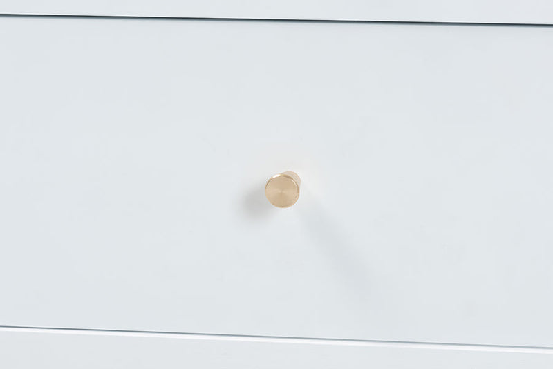 Laverne White Bobbin Wood 6-Drawer Dresser Baxton