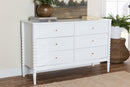 Laverne White Bobbin Wood 6-Drawer Dresser Baxton
