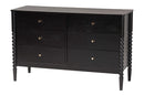 Laverne Black Bobbin Wood 6-Drawer Dresser Baxton