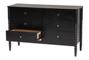 Laverne Black Bobbin Wood 6-Drawer Dresser Baxton