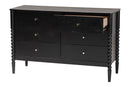 Laverne Black Bobbin Wood 6-Drawer Dresser Baxton